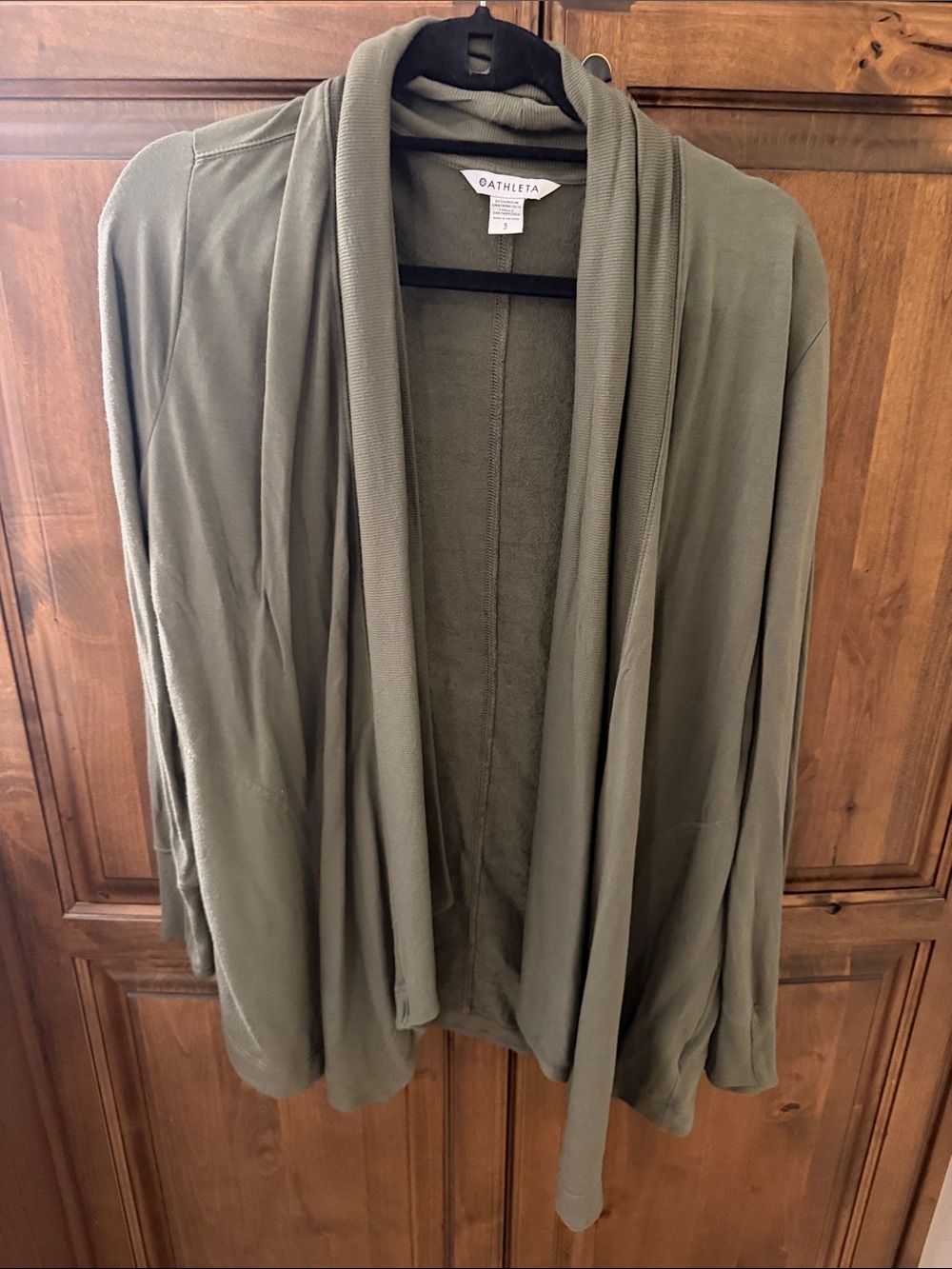 Athleta Olive Open-Front Draped Cardigan Pranayama Wrap